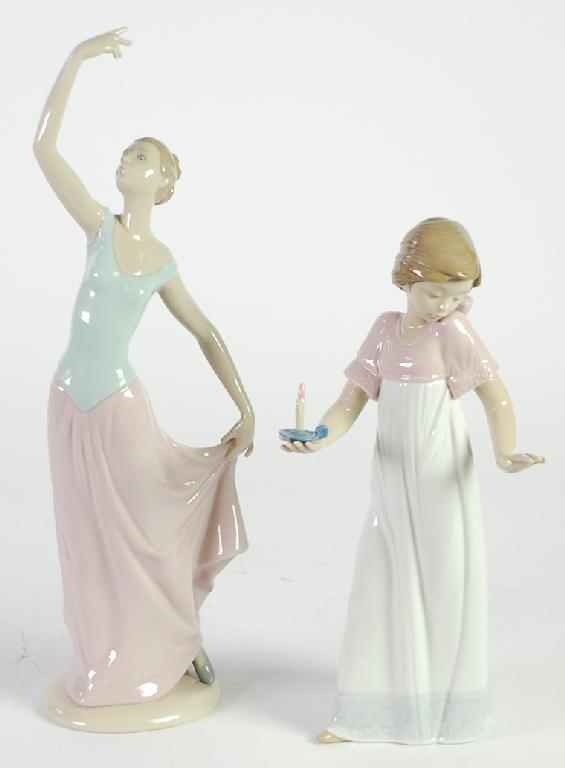 Appraisal: TWO NAO SPANISH PORCELAIN FIGURES OF YOUNG GIRLS ONE MODELLED