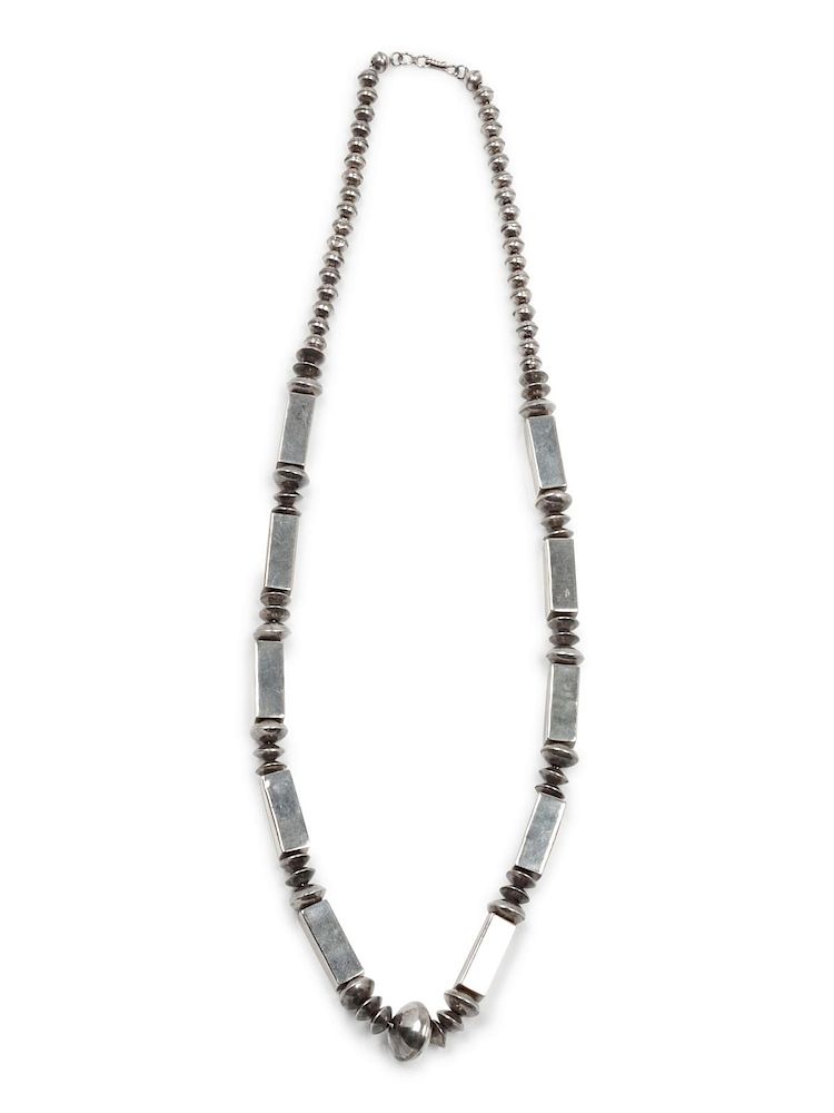 Appraisal: Southwestern Bead Necklace overall length inches Southwestern Silver Bead Necklace