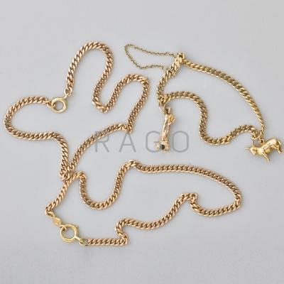 Appraisal: K AND K GOLD CURB LINK JEWELRY Two k gold