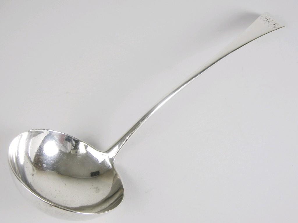 Appraisal: A George III Soup Ladle old english pattern engraved initials