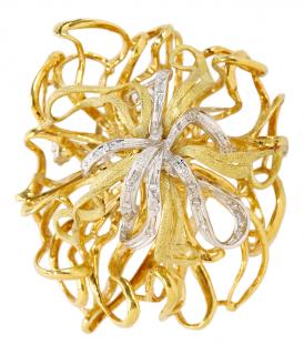 Appraisal: kt Two Tone Brooch crazy ribbon design textured and polished