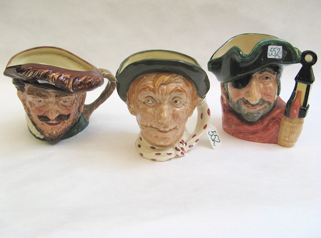 Appraisal: THREE ROYAL DOULTON LARGE TOBY JUGS Jarge D H Smuggler