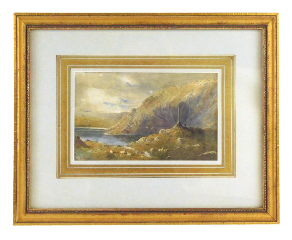 Appraisal: William Biscombe Gardner English - Sheepherder watercolor depicts coastal scene