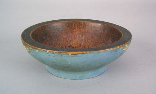 Appraisal: Blue painted treen bowl th c h dia