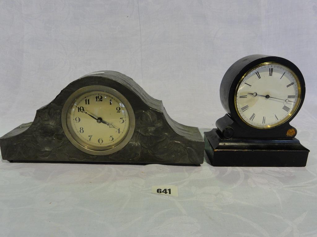 Appraisal: A small mid th century ebonised mantle clock with eight