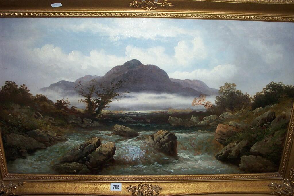 Appraisal: A th century oil painting on canvas of a mountainous