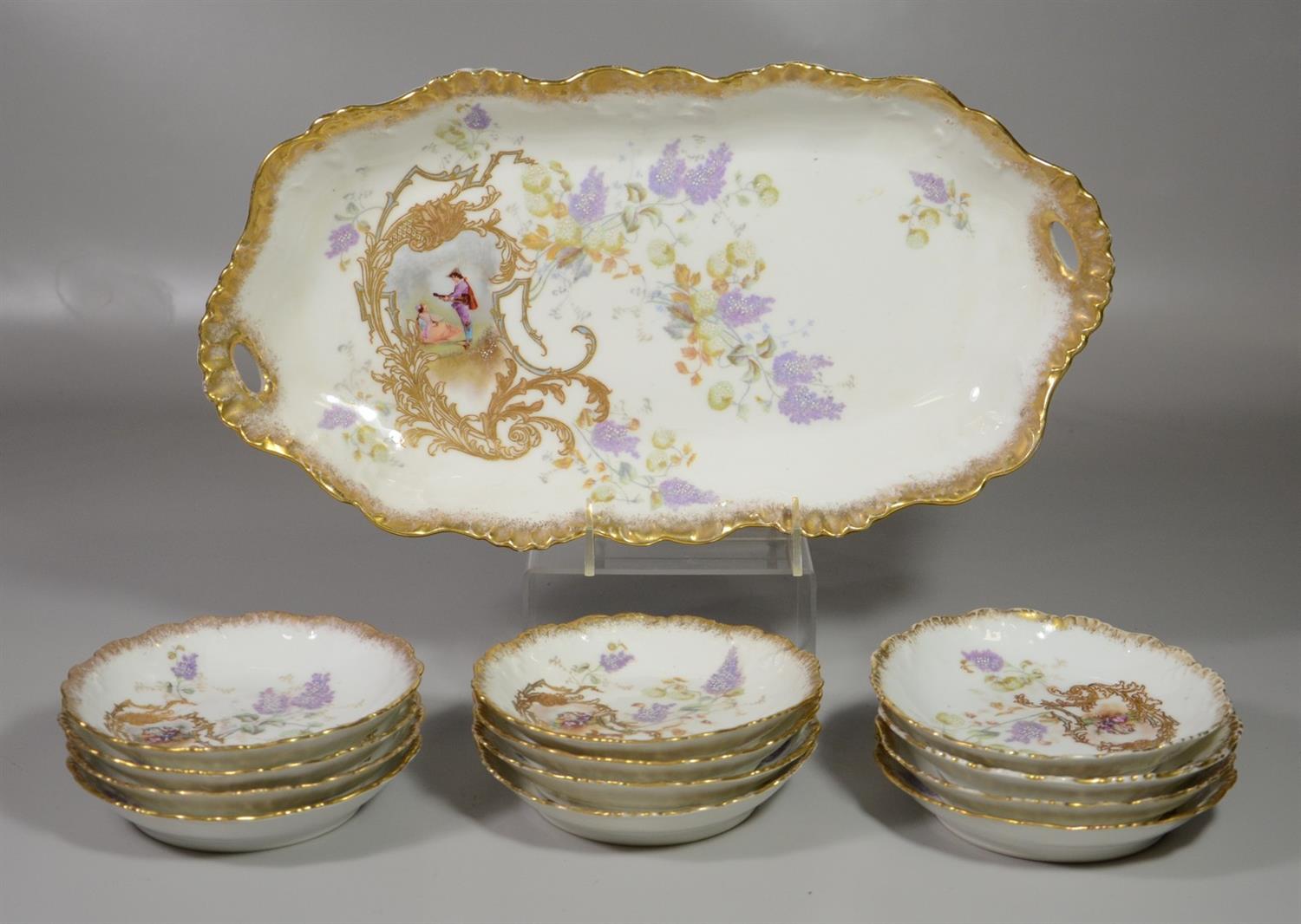 Appraisal: pc Limoges ice cream set with courting scenes including one