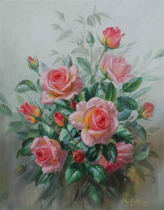 Appraisal: Albert Williams - oil on board Pink Roses signed x