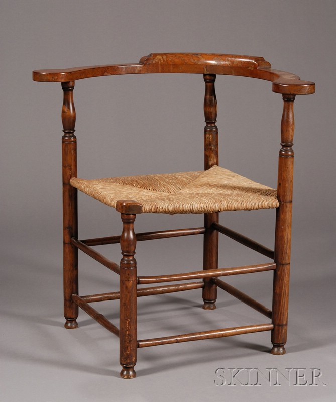 Appraisal: Turned Cherry Roundabout Chair possibly Worcester County late th century