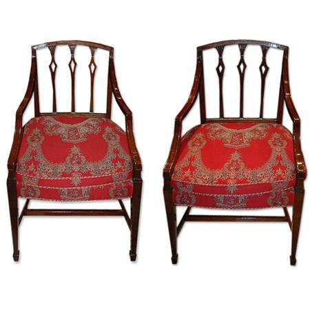 Appraisal: Pair of Regency Style Mahogany Armchairs Estimate -