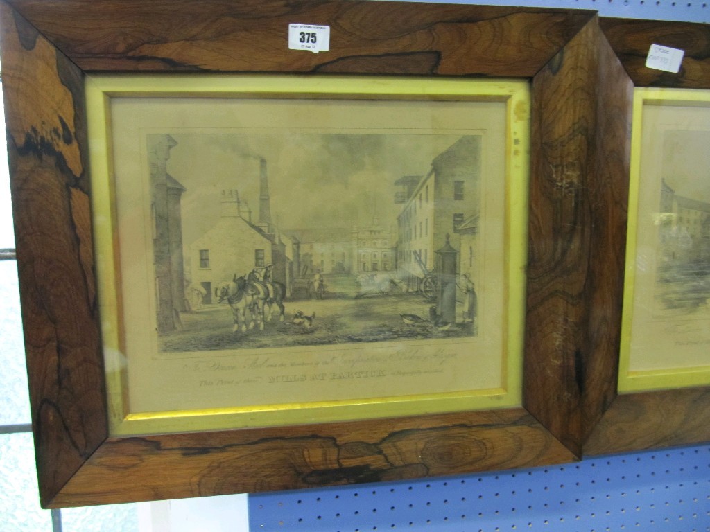 Appraisal: Lot comprising four rosewood framed engravings of Old Glasgow