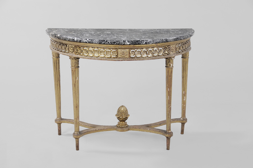 Appraisal: Adam Carved and Gilt Wood Marble-Top Pier Table British or