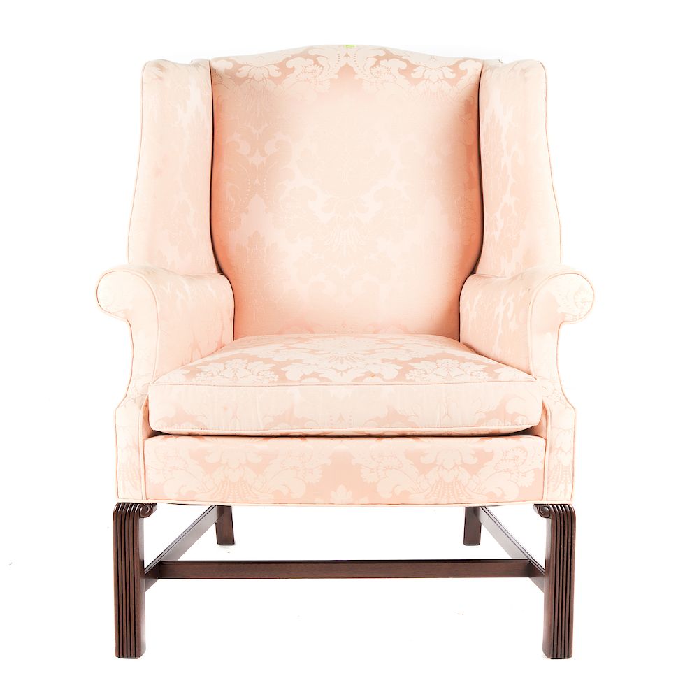 Appraisal: Hickory Chair Georgian style mahogany wing chair th century pink