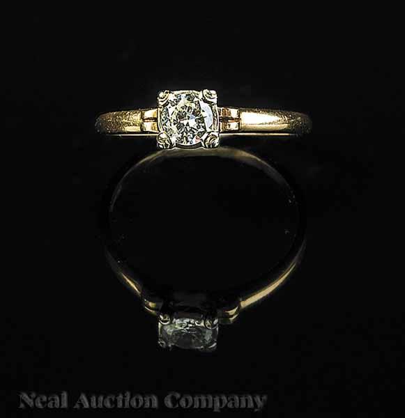 Appraisal: A kt Yellow Gold and Diamond Solitaire Engagement Ring approx