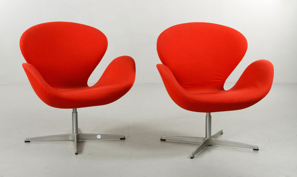 Appraisal: - Pr Jacobsen for Hansen Swan Chairs Pair of Arne