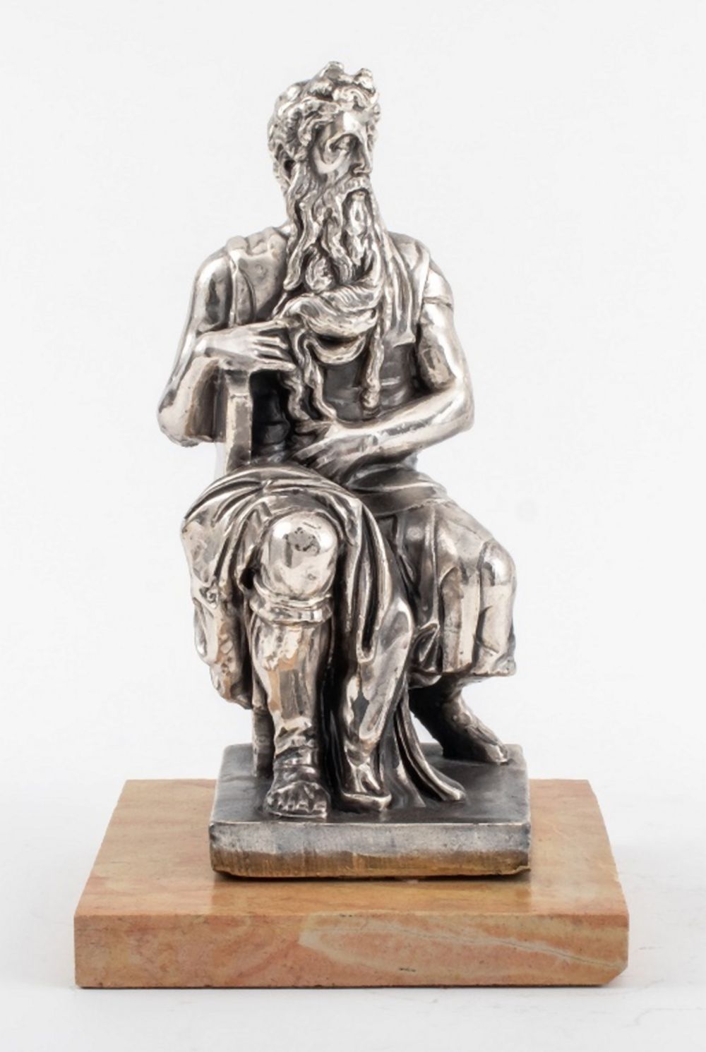 Appraisal: GRAND TOUR SILVERED MOSES SCULPTURE Grand Tour silvered statue sculpture