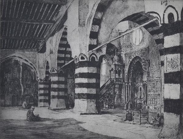 Appraisal: FREDERICK HALPERN BORN Mosque el Aqusa etching FREDERICK HALPERN BORN