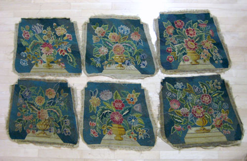 Appraisal: Set of six needlework seat covers mid th c each