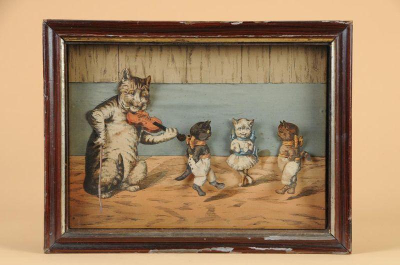 Appraisal: Mechanical Moving Picture Fiddler Cat and Dancers Germany ca clockwork