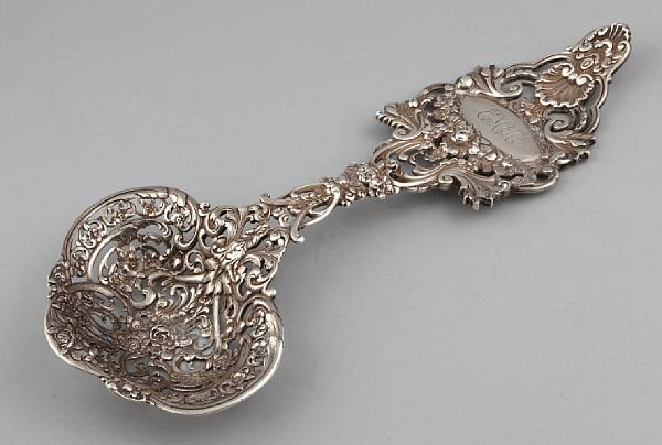 Appraisal: Silver and Silverplate Cast reticulated design with engraved detail on