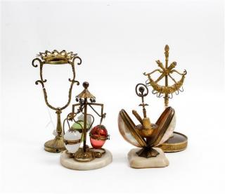 Appraisal: A Gilt Metal and Abalone Shell Sewing Stand Height of