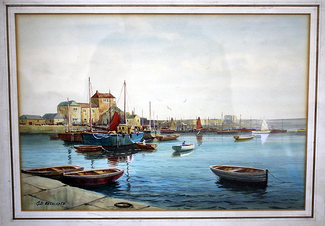 Appraisal: A D BELL HARBOUR SCENE WATERCOLOUR signed and dated cm