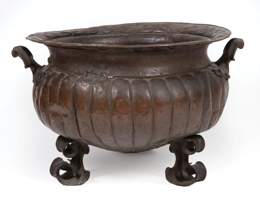 Appraisal: Continental Copper Wine Cooler late th early th c lobed