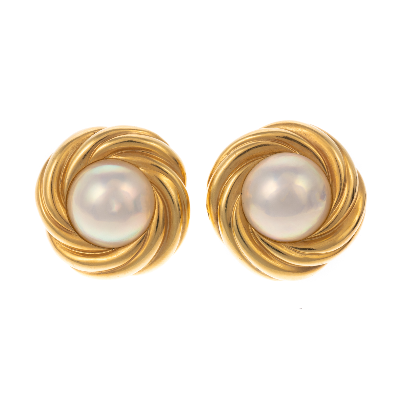 Appraisal: A PAIR OF MIKIMOTO MABE PEARL EARRINGS IN K K