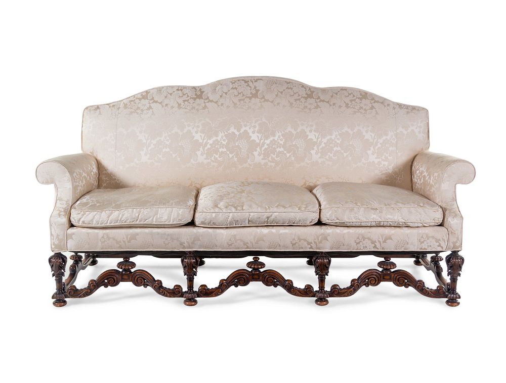 Appraisal: A William and Mary Style Walnut Sofa A William and