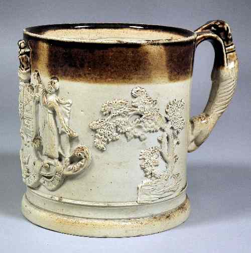 Appraisal: A th Century English salt glazed stoneware tankard with sprigged