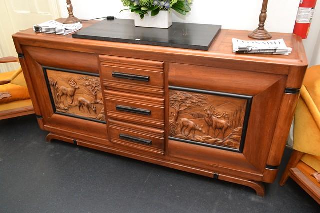 Appraisal: A FRENCH ART DECO SIDEBOARD WITH CARVED MOTIF