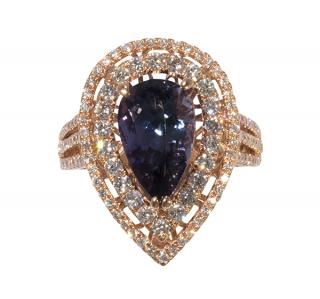 Appraisal: Tanzanite diamond and k rose gold ring Tanzanite diamond and