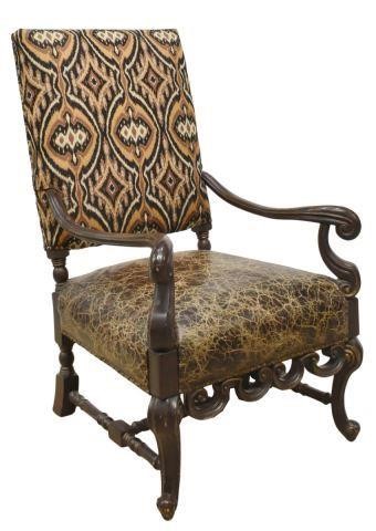 Appraisal: Baroque style highback armchair st c Markor Furniture the back