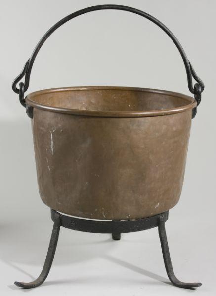 Appraisal: Copper Apple Butter Kettle with Cast Iron Handle kettle with