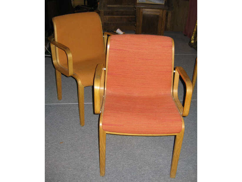 Appraisal: KNOLL INTERNATIONAL Six Stephens chairs with orange upholstery h Estimate