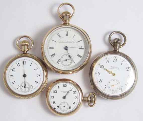 Appraisal: FOUR OPENFACE POCKET WATCHES New York Standard Watch Co size