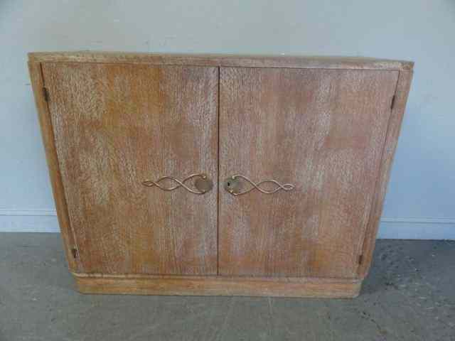 Appraisal: French Forties Ceruse Oak Door Cabinet WithBrass Pulls Very decorative