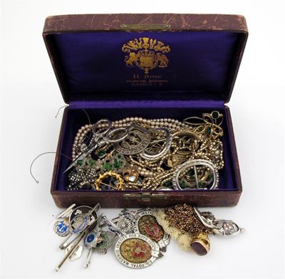 Appraisal: A Box of assorted jewellery including nine military brooches two