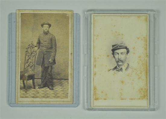 Appraisal: Pair of Union Solider CDV's One full length soldier standing