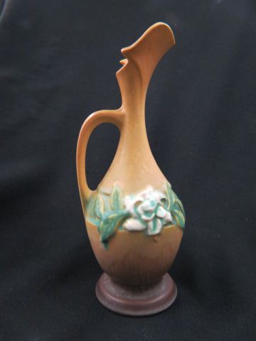 Appraisal: Roseville Pottery Gardenia Ewer or Pitcher brown green - 's