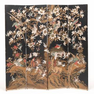 Appraisal: Japanese Bird and Flower Screen early th century four panel