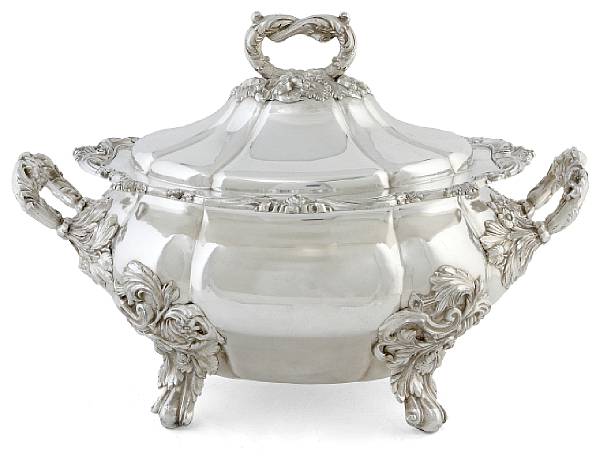 Appraisal: A Sheffield plate covered soup tureen first quarter th century