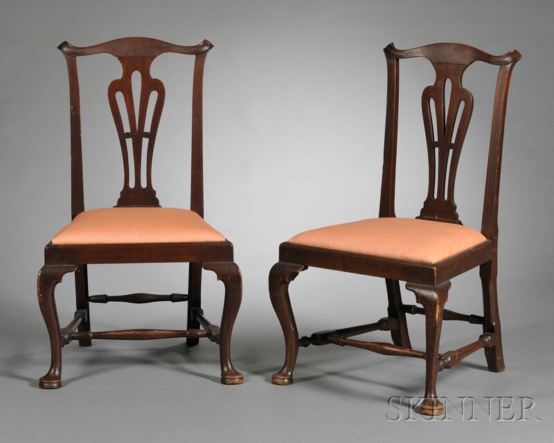 Appraisal: Pair of Chippendale Carved Walnut Side Chairs Massachusetts c -