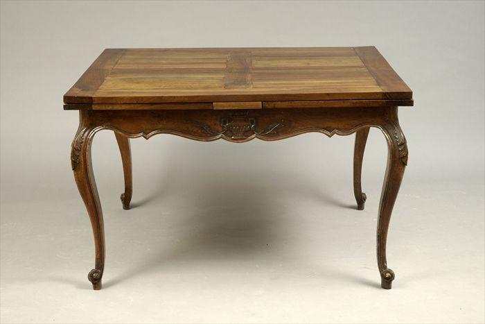 Appraisal: Provincial Louis XV-Style Carved Fruitwood Draw-Leaf Table x x in