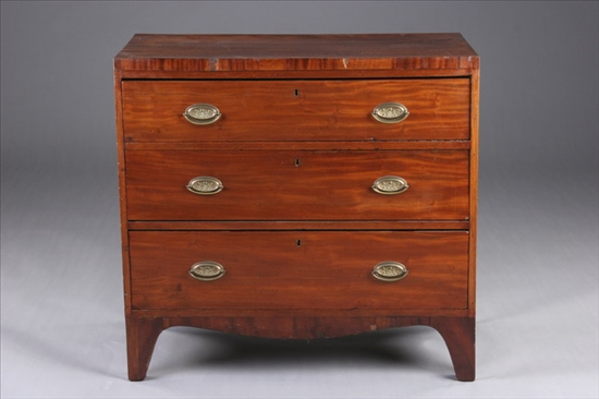 Appraisal: ENGLISH REGENCY MAHOGANY THREE-DRAWER CHEST early th century with replaced