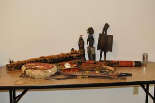 Appraisal: Group Ethnic Items Group of ethnic items including knives bow