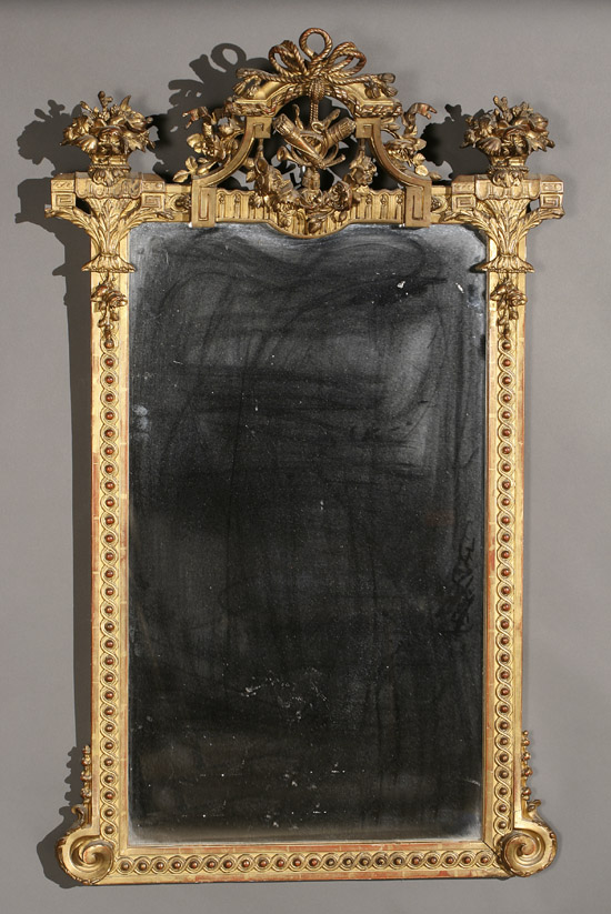 Appraisal: Louis XVI Style Giltwood and Gesso Mirror Late th Century