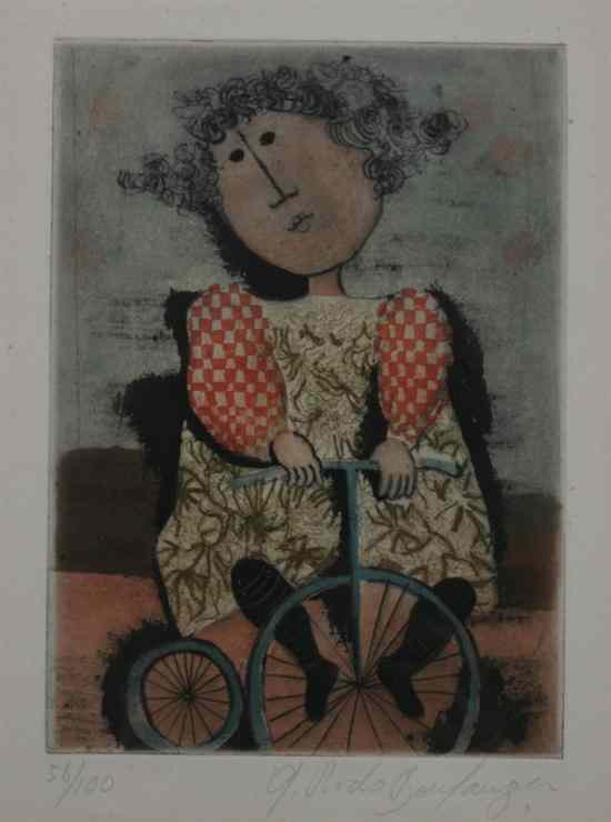 Appraisal: GRACIELA RODO BOULANGER Bolivian b GIRL ON BIKE signed and