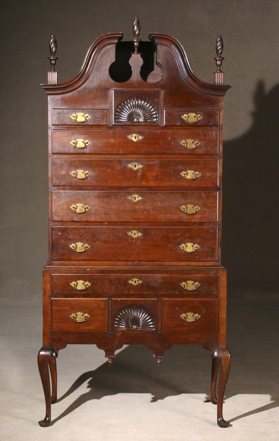 Appraisal: Queen Anne Cherry Bonnet-Top Highboy Partially Made From th Century