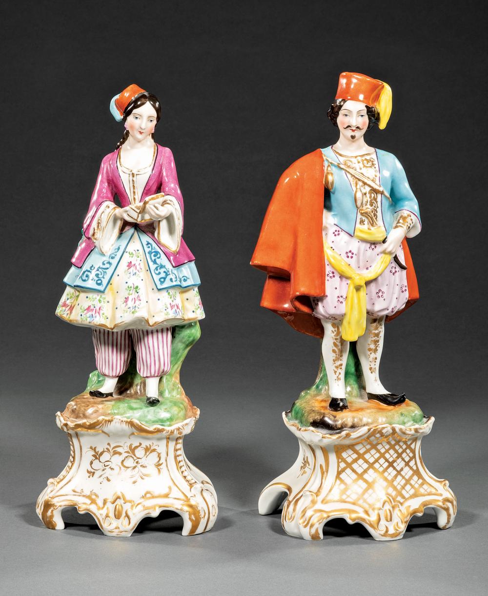 Appraisal: Pair of Paris Porcelain Figures th c in the style